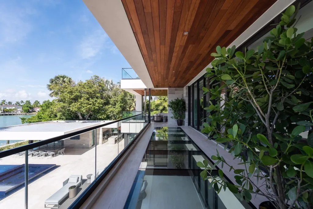 Finished impact glass and railings at a North Bay Road residence